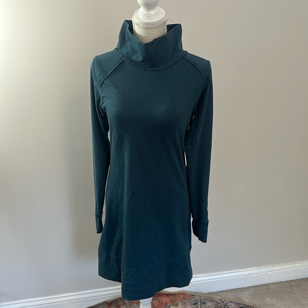 Toad&Co Women's Long Sleeve Funnel Neck Dress in Teal